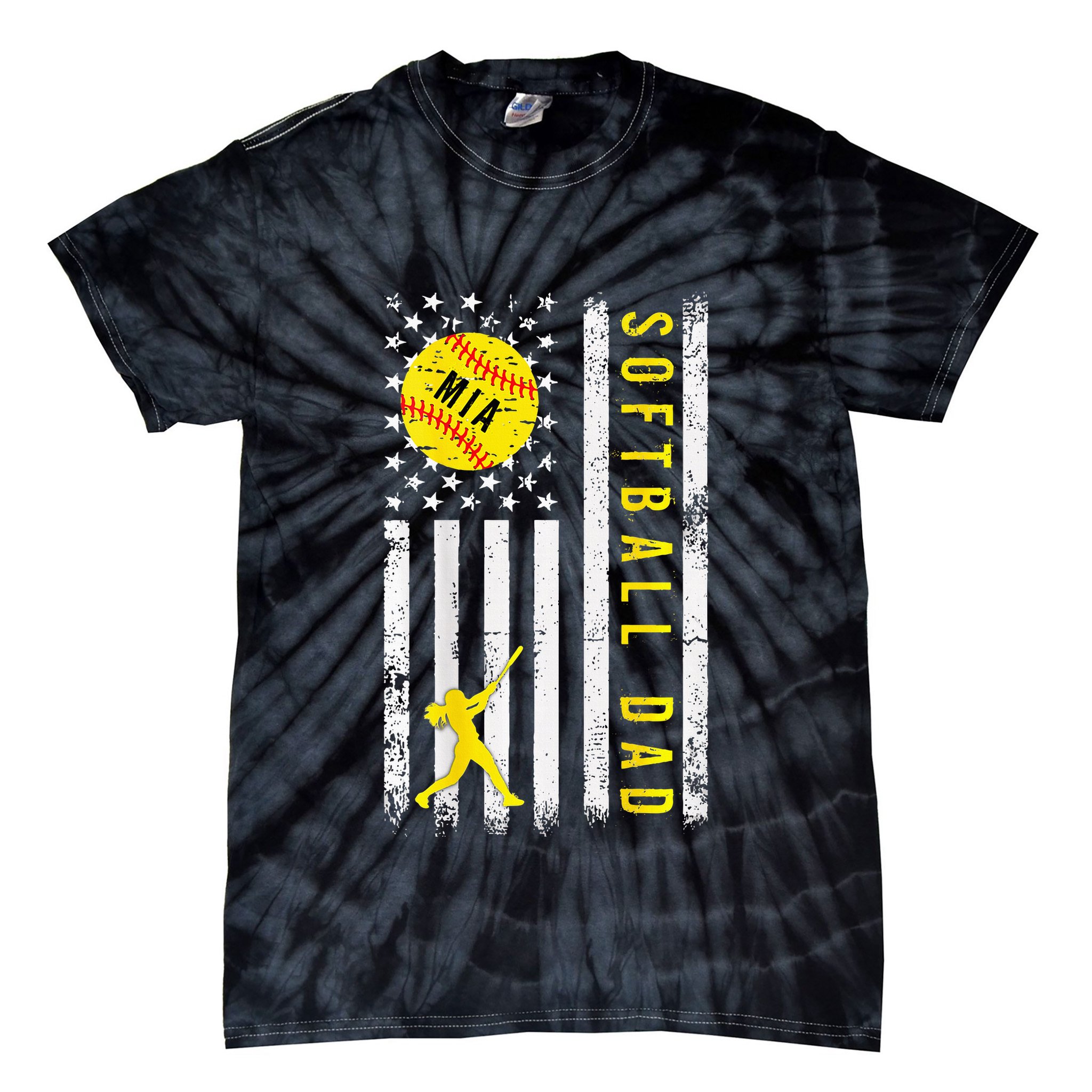 Softball Dad For Mia Tie-Dye T-Shirt