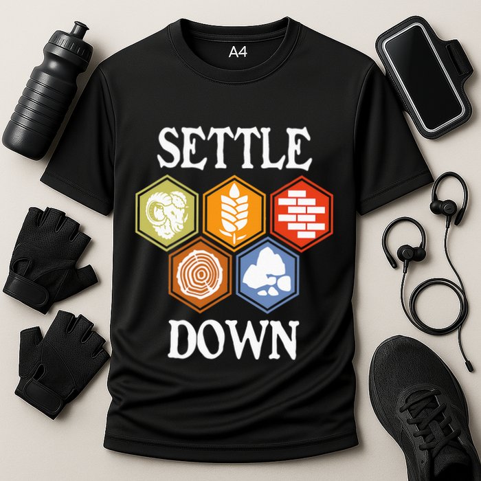 Settle Down Funny Tabletop Game Night Board Gaming Performance Shirt