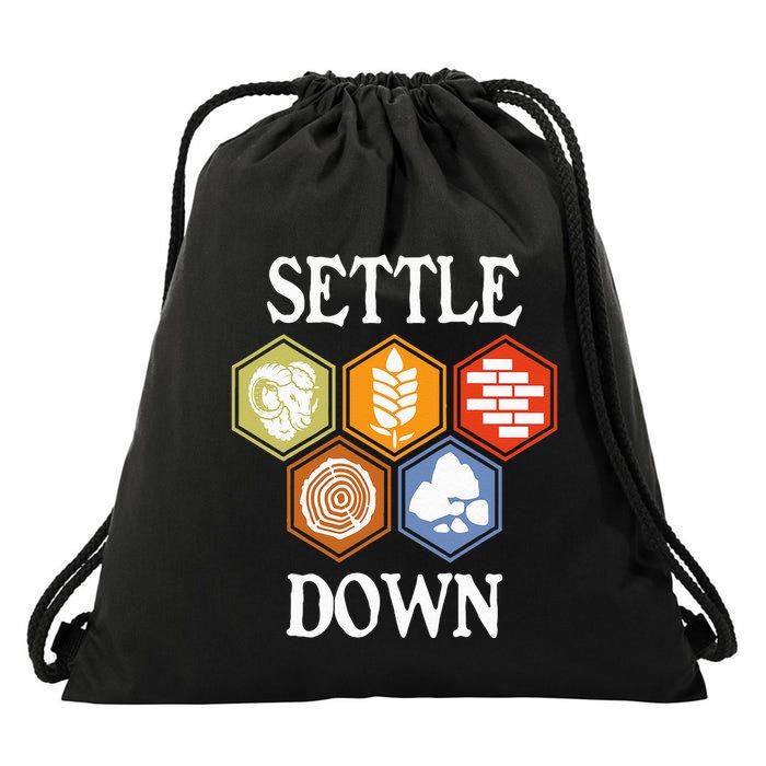 Settle Down Funny Tabletop Game Night Board Gaming Drawstring Bag