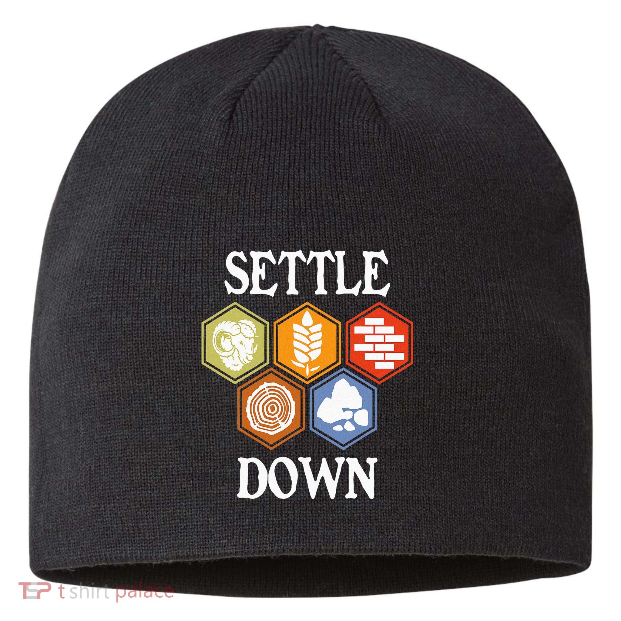 Settle Down Funny Tabletop Game Night Board Gaming Sustainable Beanie