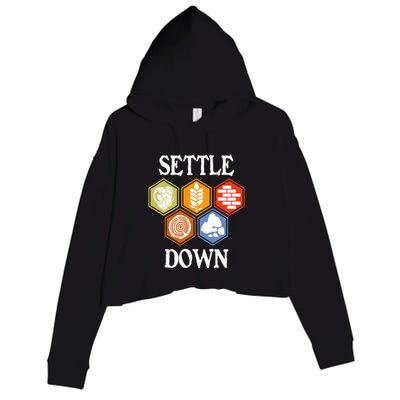 Settle Down Funny Tabletop Game Night Board Gaming Crop Fleece Hoodie