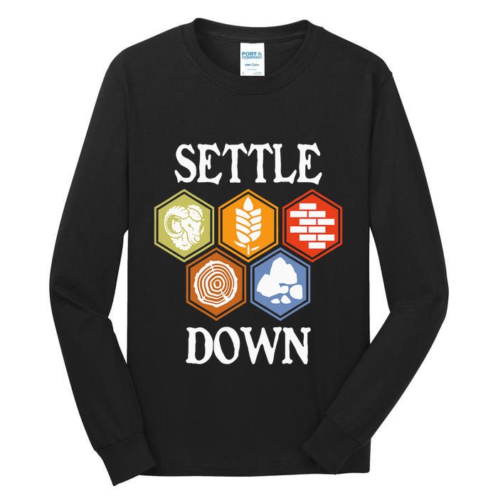 Settle Down Funny Tabletop Game Night Board Gaming Tall Long Sleeve T-Shirt