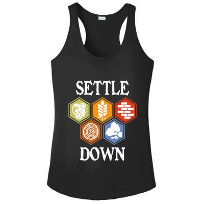 Settle Down Funny Tabletop Game Night Board Gaming Ladies PosiCharge Competitor Racerback Tank