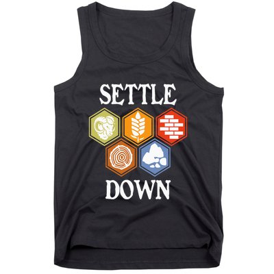 Settle Down Funny Tabletop Game Night Board Gaming Tank Top