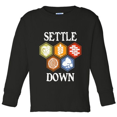 Settle Down Funny Tabletop Game Night Board Gaming Toddler Long Sleeve Shirt