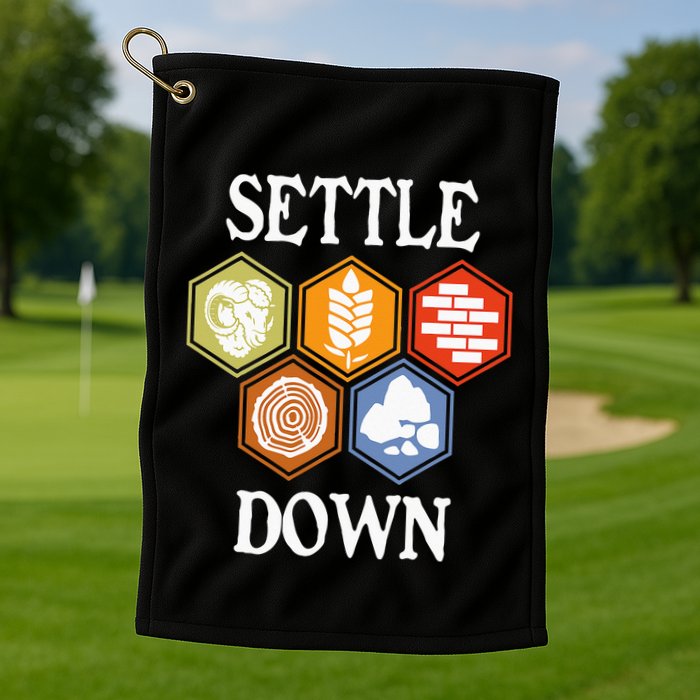 Settle Down Funny Tabletop Game Night Board Gaming Golf Towel