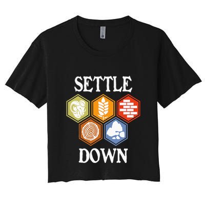 Settle Down Funny Tabletop Game Night Board Gaming Crop Top