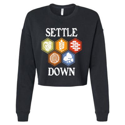 Settle Down Funny Tabletop Game Night Board Gaming Cropped Pullover Crew