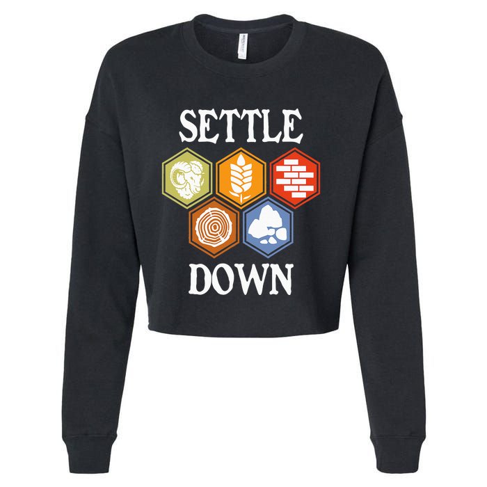 Settle Down Funny Tabletop Game Night Board Gaming Cropped Pullover Crew