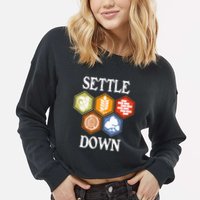 Settle Down Funny Tabletop Game Night Board Gaming Cropped Pullover Crew
