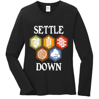 Settle Down Funny Tabletop Game Night Board Gaming Ladies Long Sleeve Shirt
