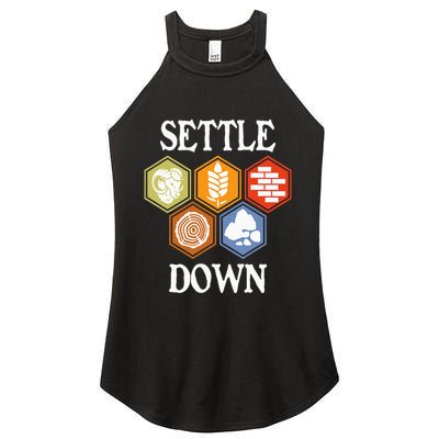 Settle Down Funny Tabletop Game Night Board Gaming Women's Perfect Tri Rocker Tank