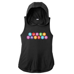 Super Daddio Funny Dad Gift Ladies PosiCharge Tri-Blend Wicking Draft Hoodie Tank