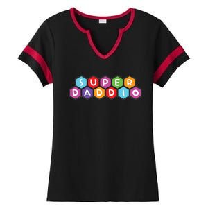 Super Daddio Funny Dad Gift Ladies Halftime Notch Neck Tee