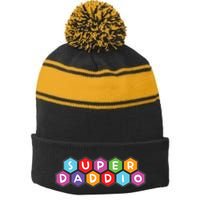 Super Daddio Funny Dad Gift Stripe Pom Pom Beanie