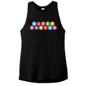 Super Daddio Funny Dad Gift Ladies PosiCharge Tri-Blend Wicking Tank