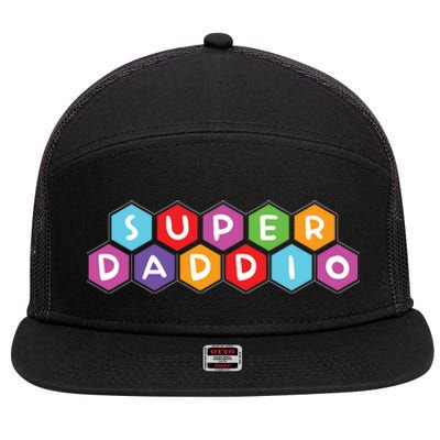 Super Daddio Funny Dad Gift 7 Panel Mesh Trucker Snapback Hat