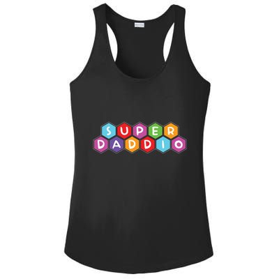 Super Daddio Funny Dad Gift Ladies PosiCharge Competitor Racerback Tank