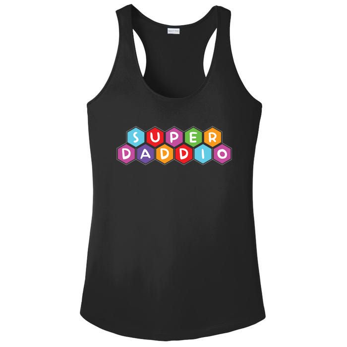 Super Daddio Funny Dad Gift Ladies PosiCharge Competitor Racerback Tank