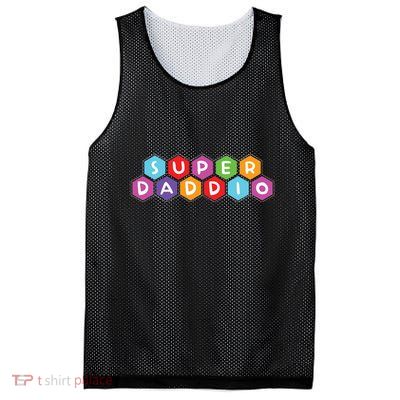Super Daddio Funny Dad Gift Mesh Reversible Basketball Jersey Tank