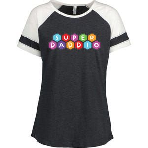 Super Daddio Funny Dad Gift Enza Ladies Jersey Colorblock Tee