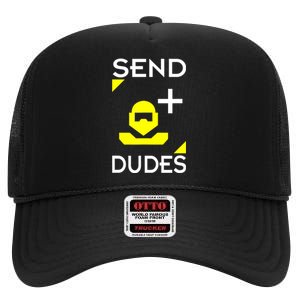 Send Dudes Funny Gamer Meme High Crown Mesh Back Trucker Hat