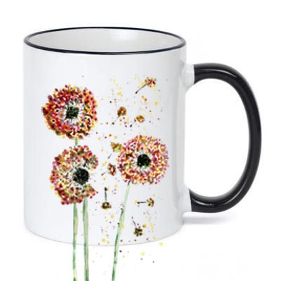 Spring Dandelion Floral Art 11oz Black Color Changing Mug