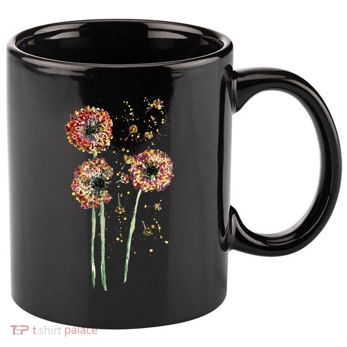 Spring Dandelion Floral Art 11oz C Handle Ceramic Mug