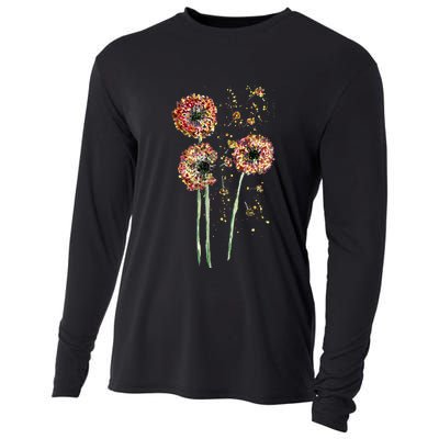 Spring Dandelion Floral Art Cooling Performance Long Sleeve Crew