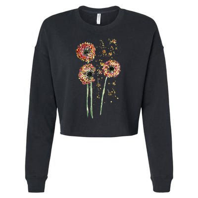Spring Dandelion Floral Art Cropped Pullover Crew