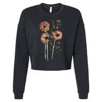 Spring Dandelion Floral Art Cropped Pullover Crew