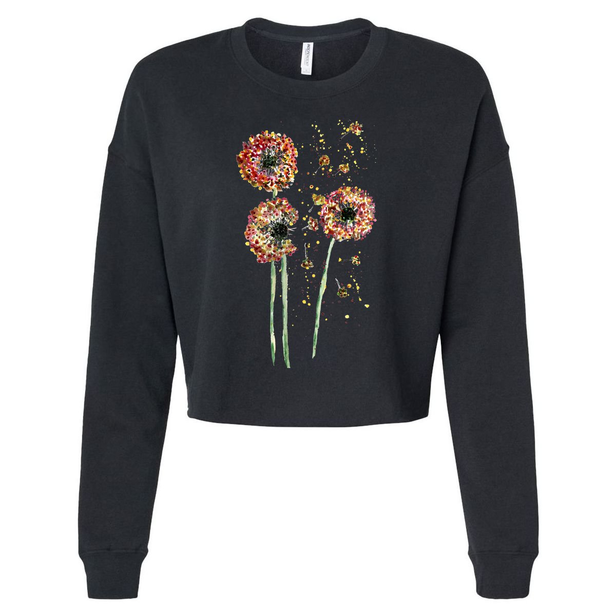 Spring Dandelion Floral Art Cropped Pullover Crew