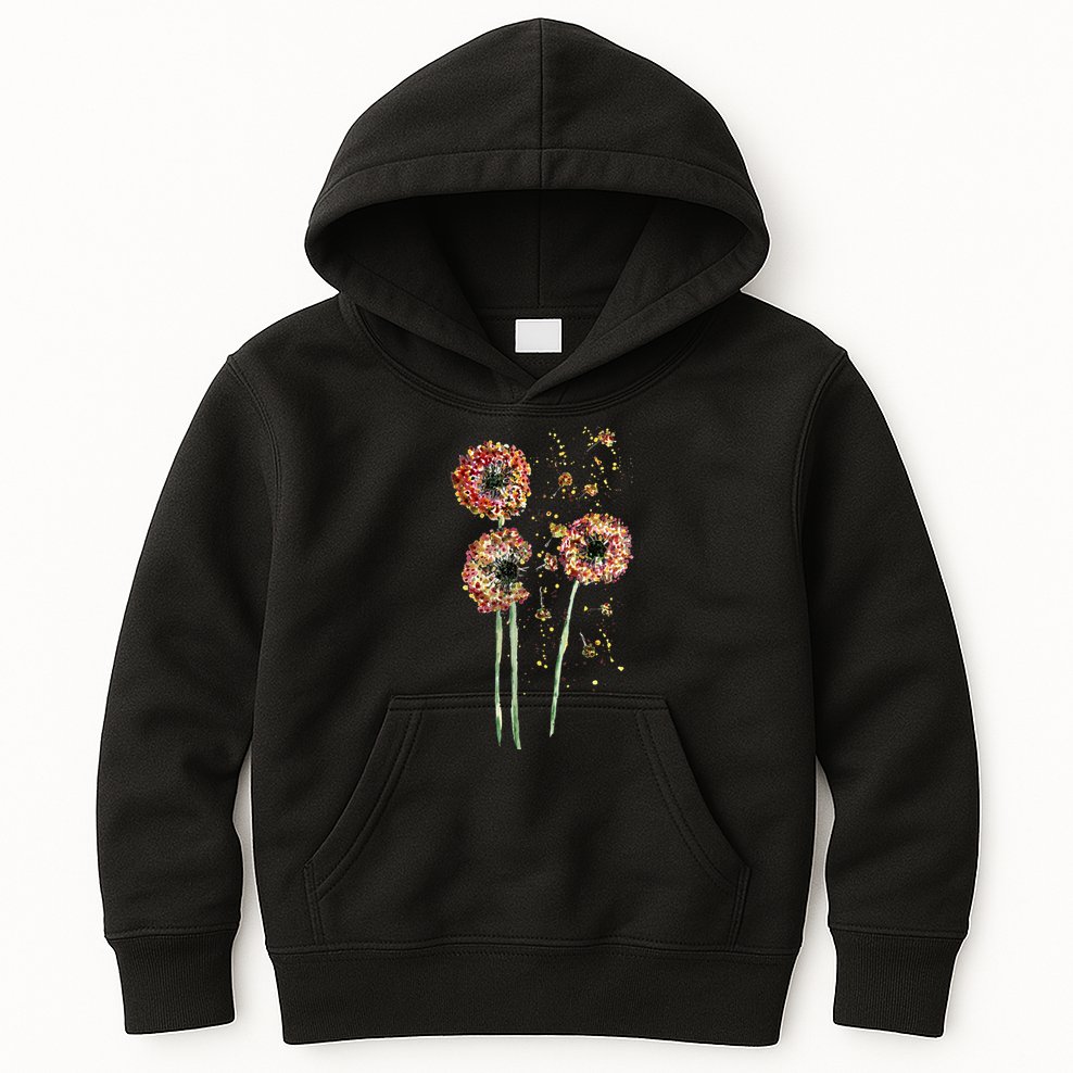 Spring Dandelion Floral Art Kids Hoodie