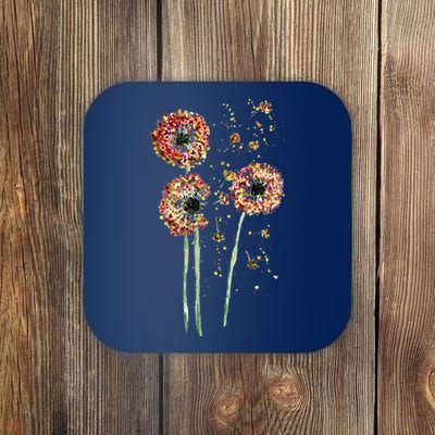 Spring Dandelion Floral Art Coaster