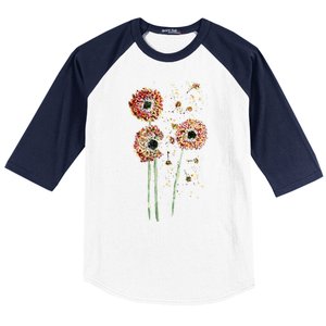 Spring Dandelion Floral Art Baseball Sleeve Shirt