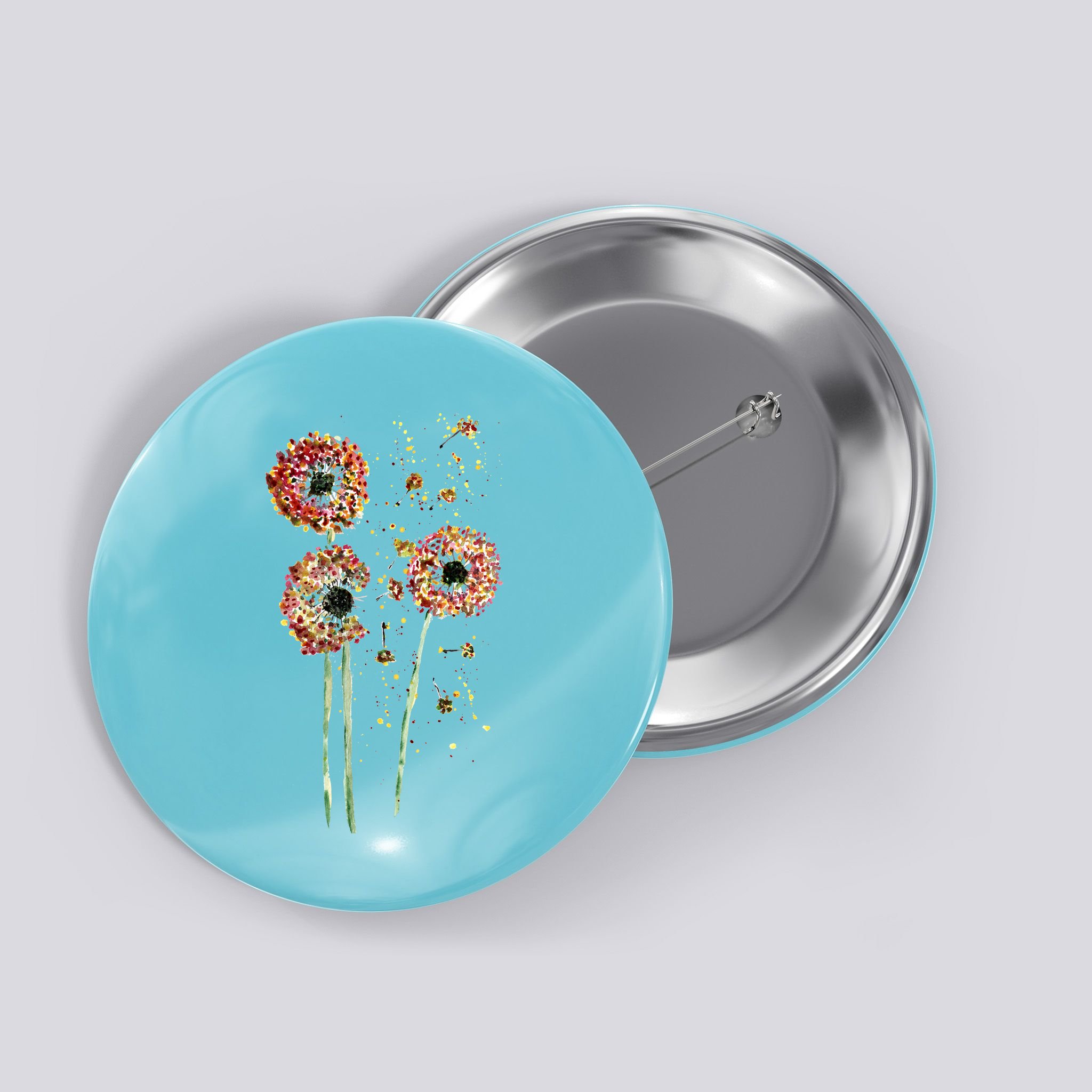 Spring Dandelion Floral Art Button