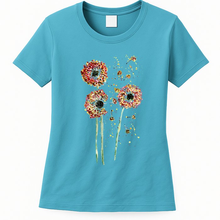 Spring Dandelion Floral Art Womens T-Shirt