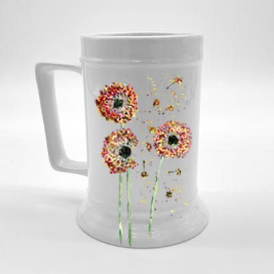 Spring Dandelion Floral Art Beer Stein