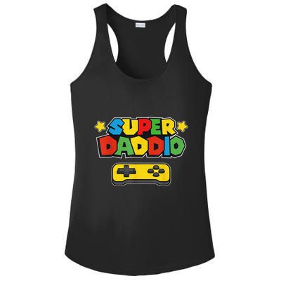 Super Daddio Gamer Dad Fathers Day Gift Papa Gift From Son Daughter Grandkids Ladies PosiCharge Competitor Racerback Tank