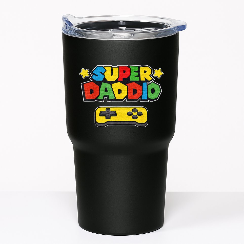 Super Daddio Gamer Dad Fathers Day Gift Papa Gift From Son Daughter Grandkids Tumbler