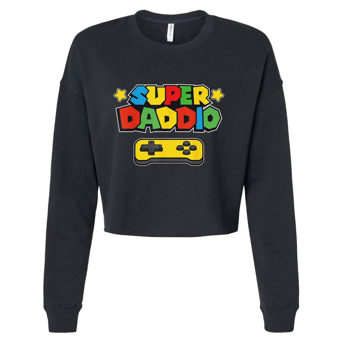 Super Daddio Gamer Dad Fathers Day Gift Papa Gift From Son Daughter Grandkids Cropped Pullover Crew