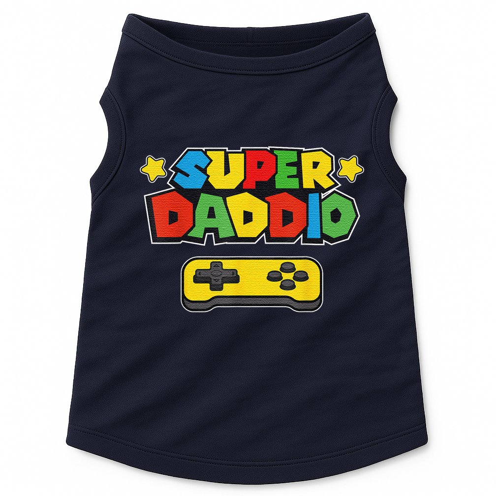 Super Daddio Gamer Dad Fathers Day Gift Papa Gift From Son Daughter Grandkids Doggie Tank