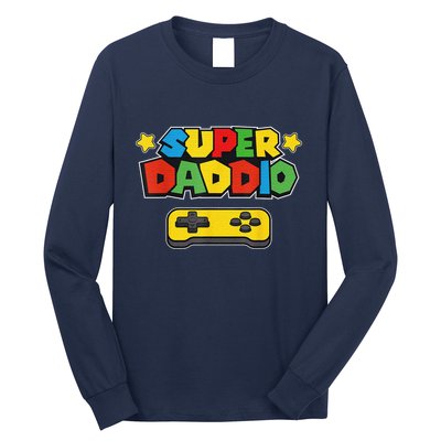 Super Daddio Gamer Dad Fathers Day Gift Papa Gift From Son Daughter Grandkids Long Sleeve Shirt
