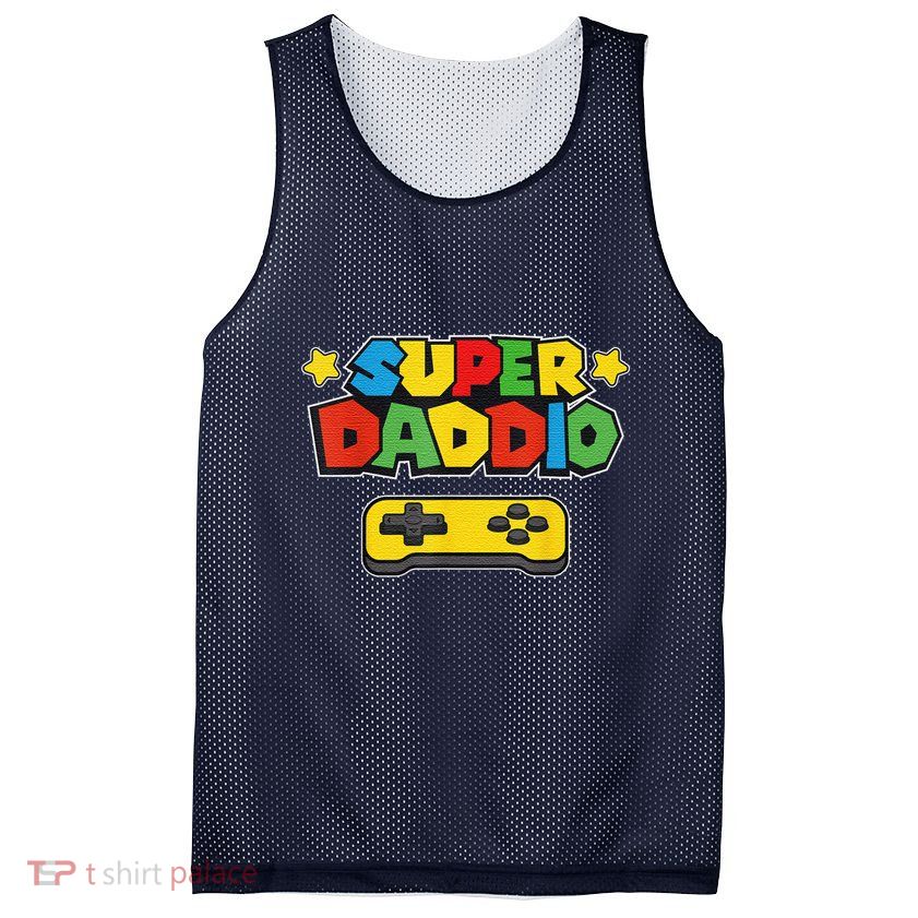 Super Daddio Gamer Dad Fathers Day Gift Papa Gift From Son Daughter Grandkids Mesh Reversible Basketball Jersey Tank