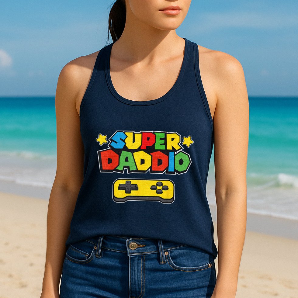 Super Daddio Gamer Dad Fathers Day Gift Papa Gift From Son Daughter Grandkids Womens Tank Top