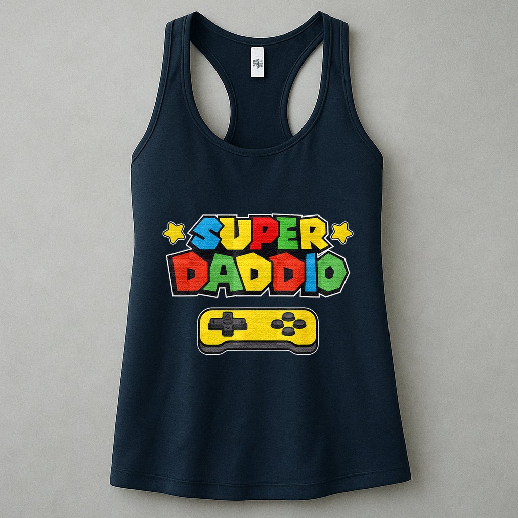 Super Daddio Gamer Dad Fathers Day Gift Papa Gift From Son Daughter Grandkids Womens Tank Top