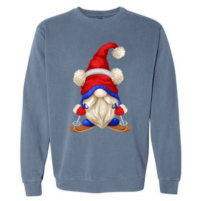 Ski Daddy Gnomie For Grandpa Love Skiing Funny Winter Gnome Meaningful Gift Garment-Dyed Sweatshirt