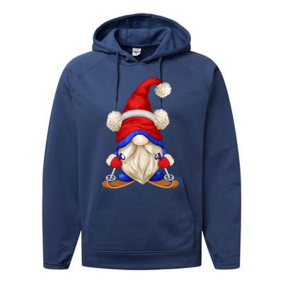 Ski Daddy Gnomie For Grandpa Love Skiing Funny Winter Gnome Meaningful Gift Performance Fleece Hoodie