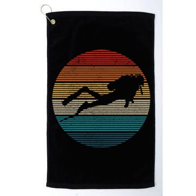 Scuba Diving Great Gift Vintage Retro Ocean Scuba Diver Gift Cute Gift Platinum Collection Golf Towel