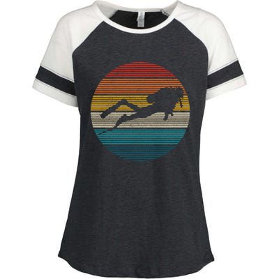 Scuba Diving Great Gift Vintage Retro Ocean Scuba Diver Gift Cute Gift Enza Ladies Jersey Colorblock Tee